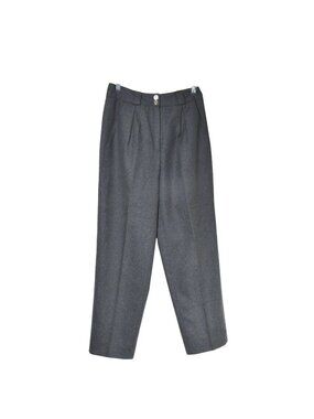 VTG Louis Feraud HIgh Waist Pleated 100% Wool Career Quiet Luxury Pants Gray 10